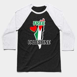 Free Palestine - Map and Watermelon Logo Baseball T-Shirt